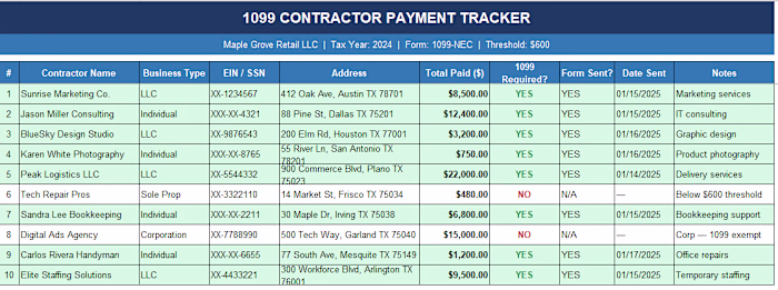 Built a 1099-NEC contractor payment