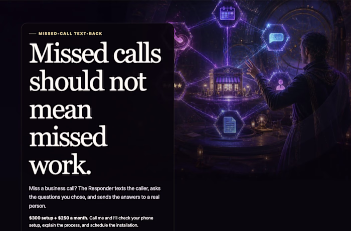 The Responder — Missed-Call Text-Back Service Page