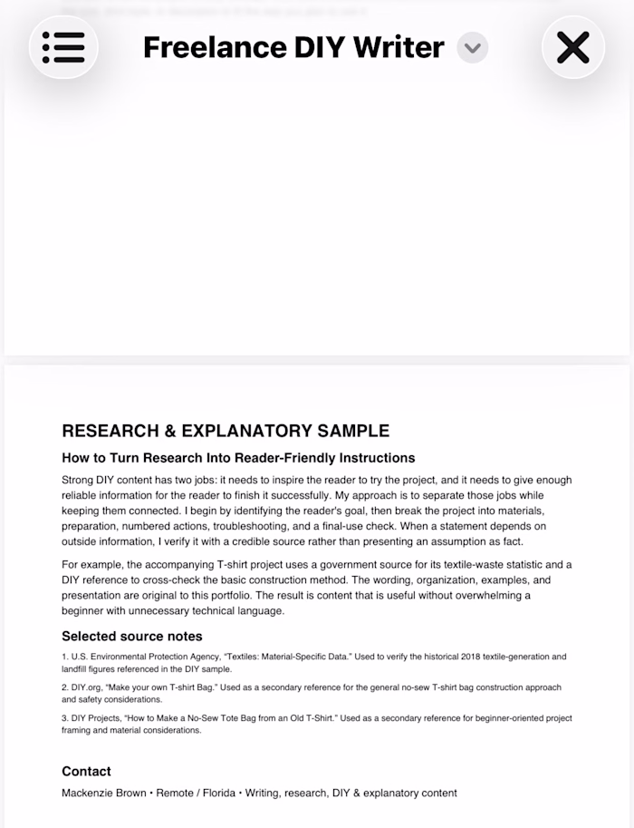 Freelance writing Sample 