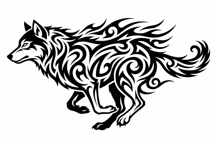 Tribal wolf tattoo design —