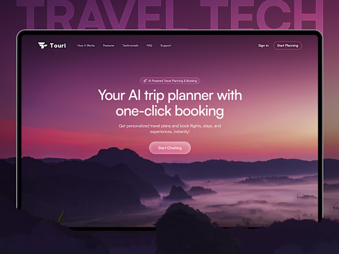 AI Travel Planner Website UI