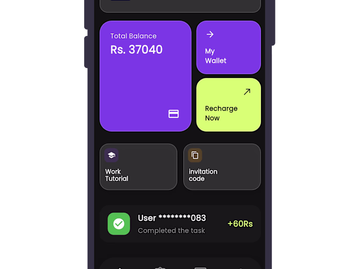EarnPay Mobile App — Task-Based Earnings & Recharge Platform