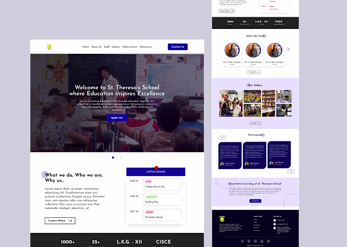 School Landing Page Design 