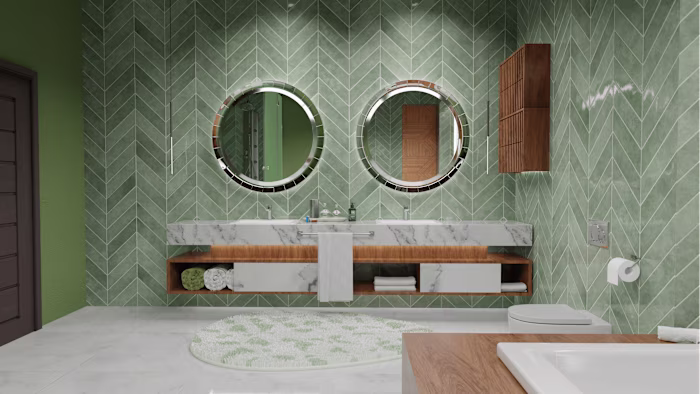 Serene Green – Contemporary Bathroom Interior