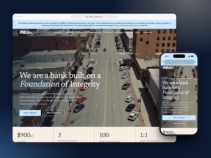 First National Bank of Oklahoma | Webflow Bank Website