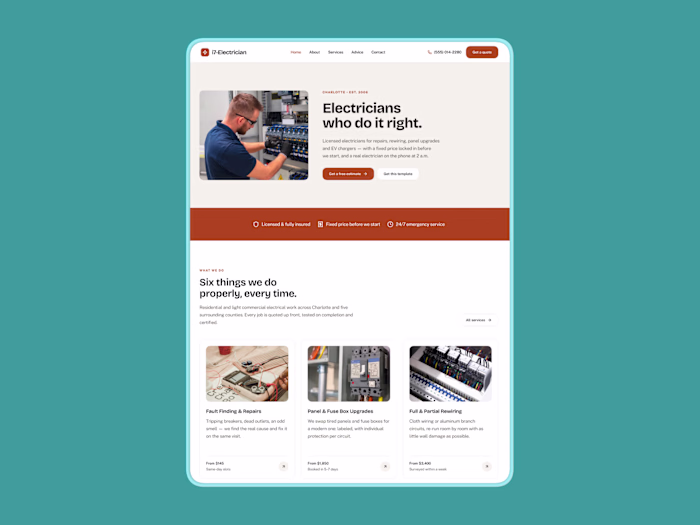 i7-Electrician: Framer Website Template