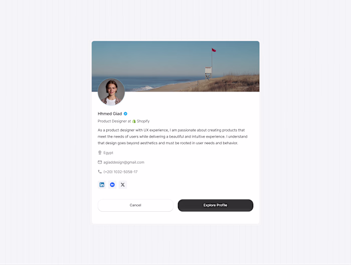 User Profile Card UI