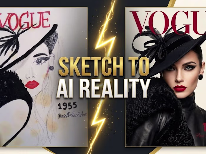 Sketch to AI Reality: 1955 Paris Fashion Week CGI Project