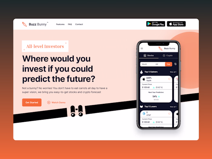 Landing page we did for a fintech start up leveraging AI to ...