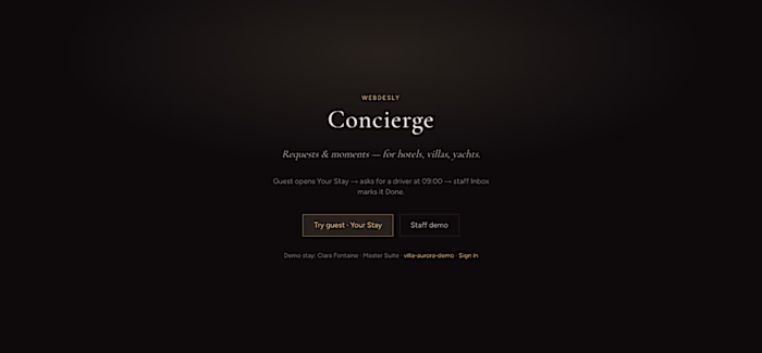 Webdesly Concierge — Digital Concierge
