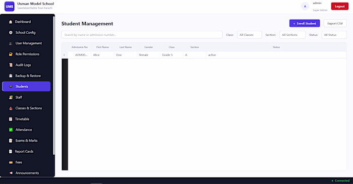 School Management System — FastAPI + Desktop + Web Portal
