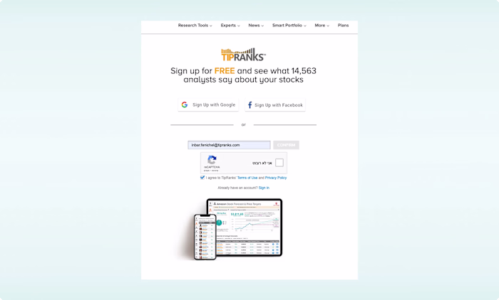 Redesigning TipRanks' Sign-In and Sign-Up Flow