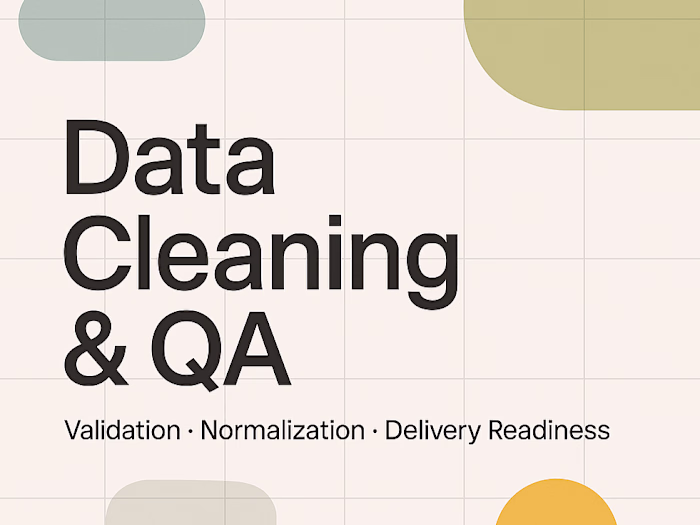 I’ve started offering a Data Cleaning & Quality Assurance se...
