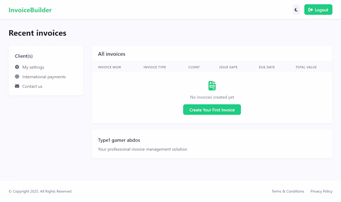 Invice builder make coding tailwind