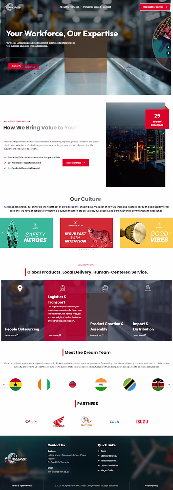 Complete website for logistics business
