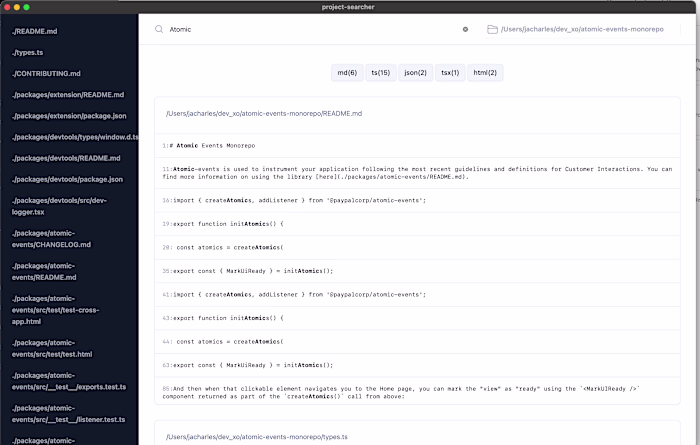 Project Search - Mac Desktop App