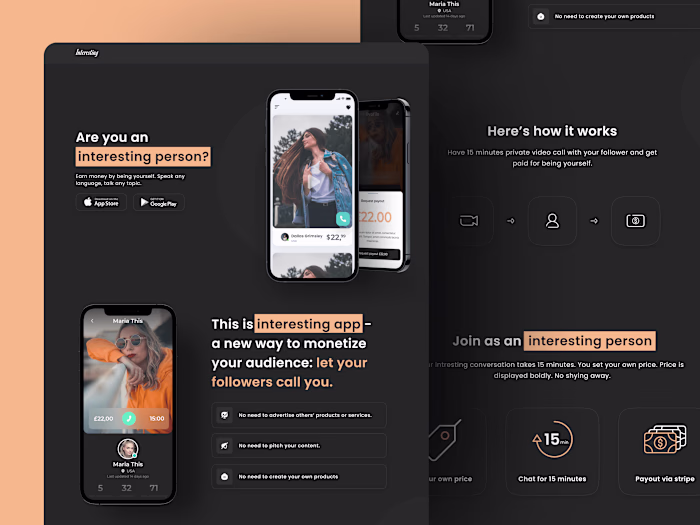 App Landing Page Design Dark Theme