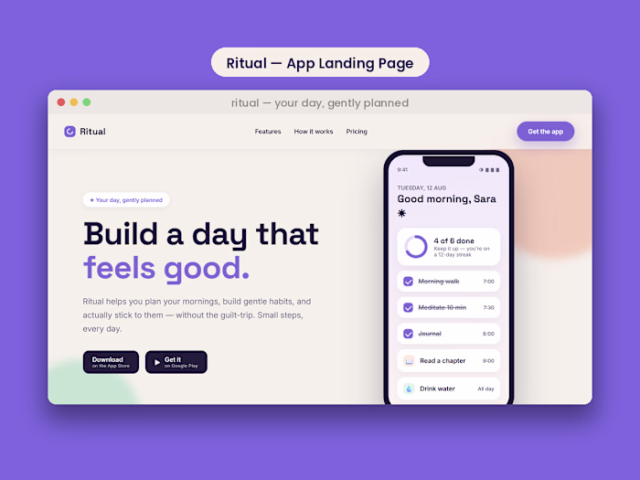 A calm, conversion-focused landing page