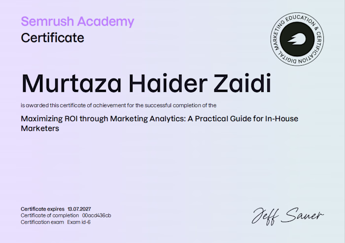 Achieved Certification from Semrush Academy.
#Recognition