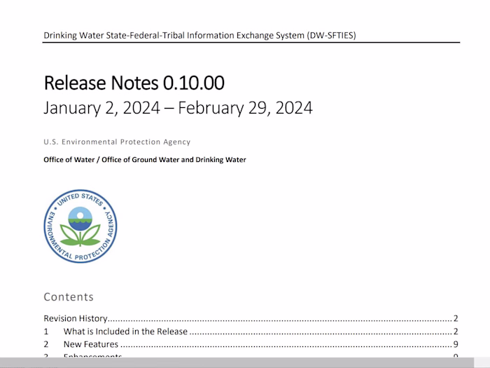 Release Notes for EPA Project: DW-SFTIES