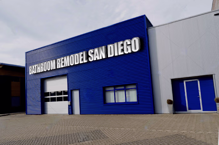 commercial sign" with business name on front of industrial build