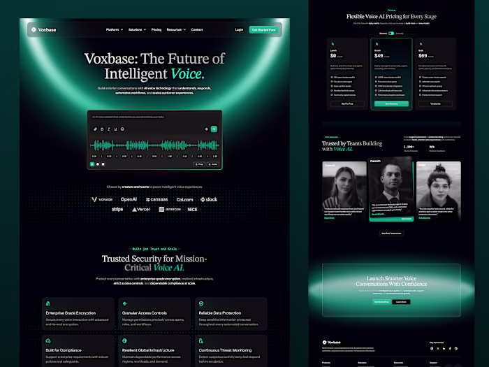Voxbase AI Voice Agent Landing Page Design
