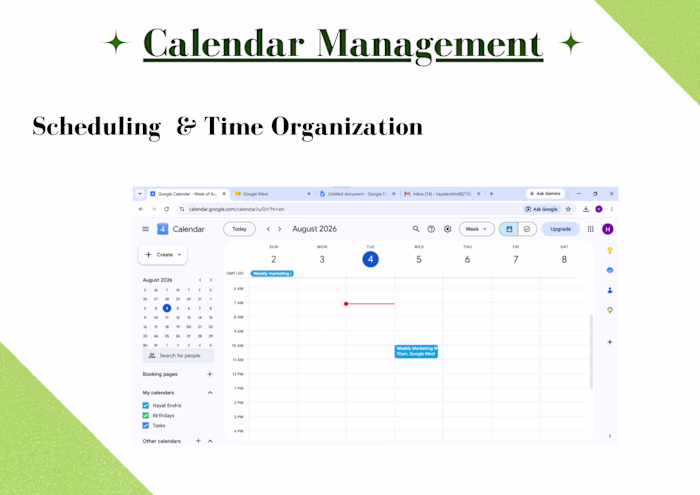 Scheduled Meeting and Managed Calendar
