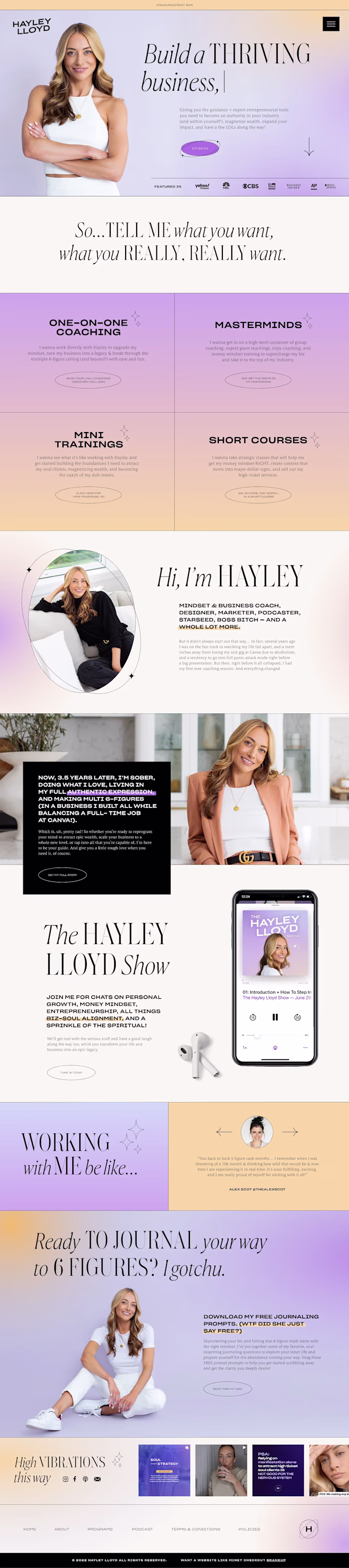 Personal Brand Website for Hayley Lloyd