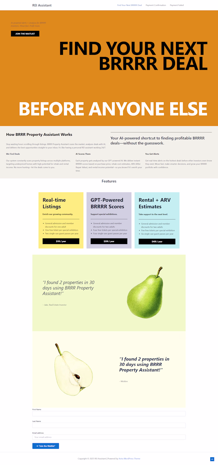 Splash Page for REI SaaS Marketing