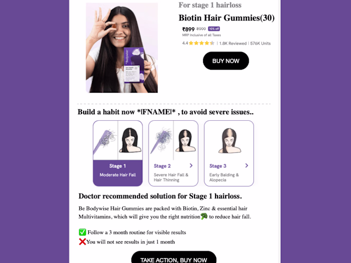 Email design for healthcare consumer brand