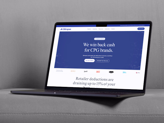 Glimpse — AI Revenue Recovery Website Design & Webflow Build