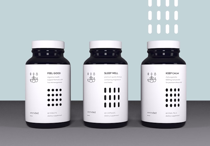 Apothéke – Minimalist Supplement Branding and Packaging