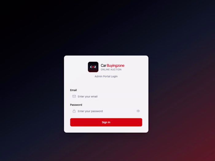 CBZ Admin Panel — Auction Operations Dashboard