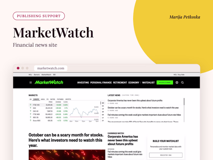 MarketWatch: Formatting and Publishing Support