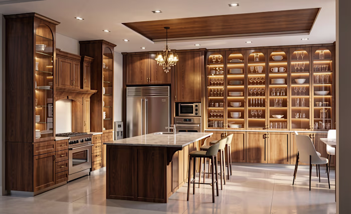 modern neo-classical kitchen in solid wood. used SketchUp, L...