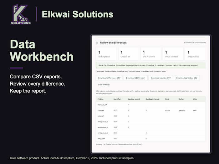 Data Workbench: CSV Reconciliation Tool