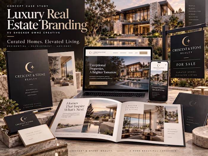 Crescent & Stone — Luxury Real Estate Branding Concept