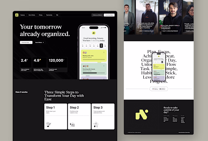 aRumba - Daily Planner Landing Page