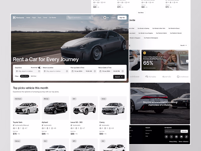 car rental website