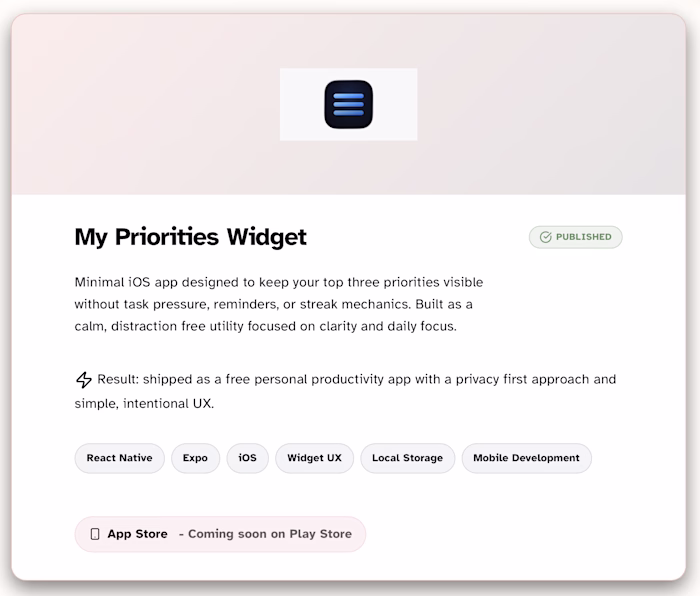 Published calm, privacy first iOS