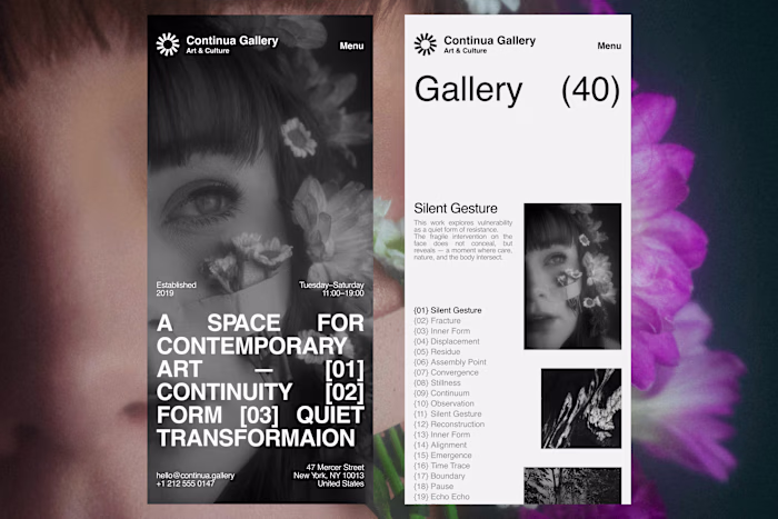 Continua Gallery - UI Design
