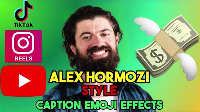 Edit reels, shorts in alex hormozi style with caption and emojis