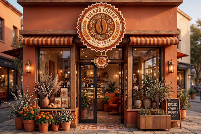 Solano Coffee Roasters - Vintage Badge Logo & Storefront Ide...