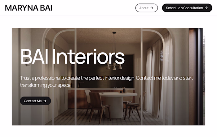 Framer website for INTERIER DESIGNER