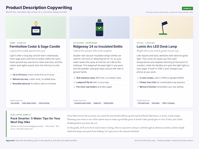 Sample: Product Descriptions