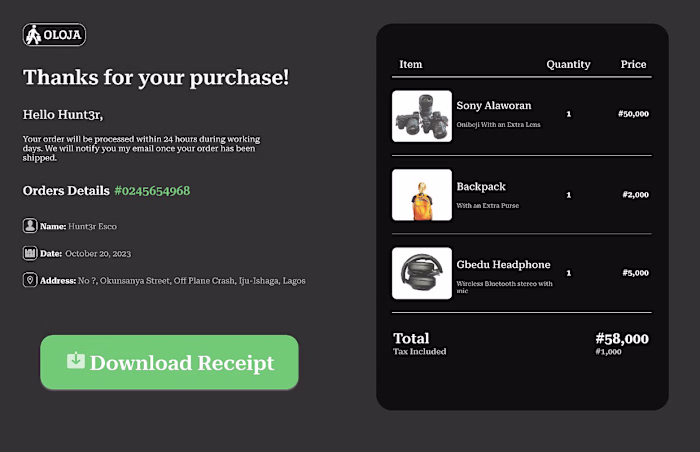 PURCHASE RECEIPT on Behance