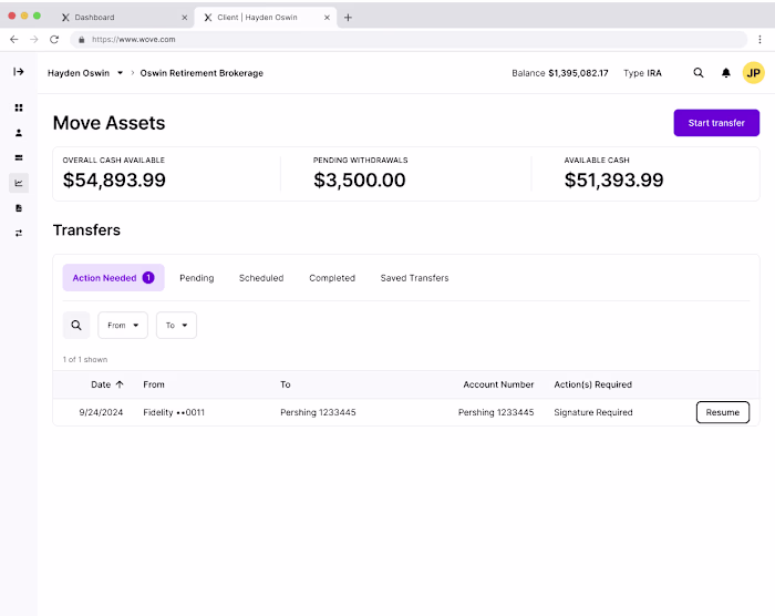 Next-Gen Wealth Platform: Asset Movement