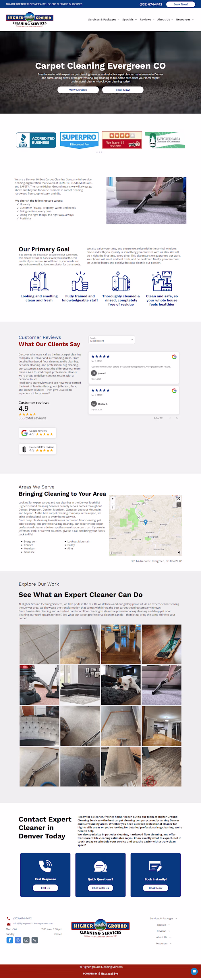 Website For Higher Ground Cleaning Services