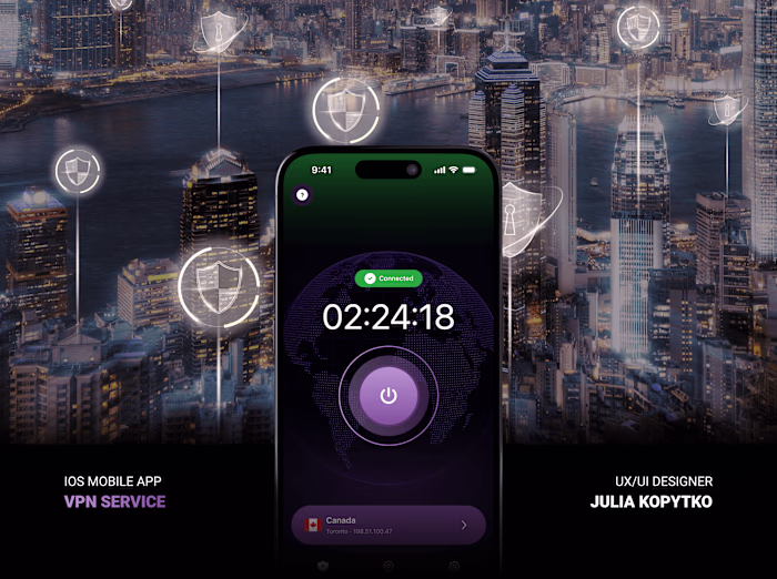 VPN Service – iOS Mobile App – UI/UX Design