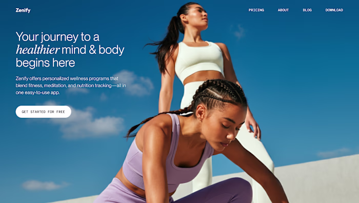 Landing page design for Zenify